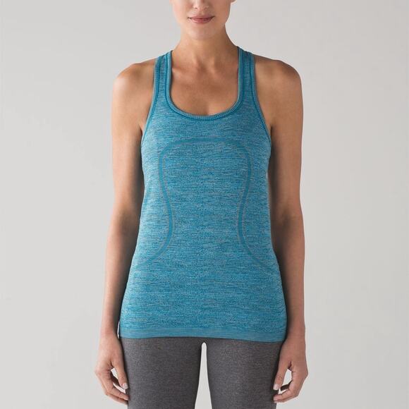 Lululemon Swiftly Tech Racerback Tank Top Seamless Knit Indian Ocean Blue Size 8 - Picture 1 of 5